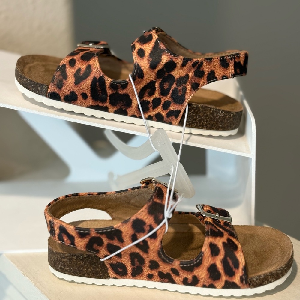 Toddler Reagan Footbed Sandals Brown Leopard Print - Cat & Jack - Size 8 NEW - Picture 2 of 6